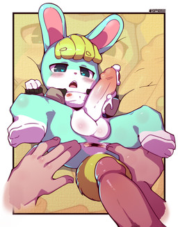 anthro anus big_penis bodily_fluids breath clothed clothing cum disembodied_hand duo erection genital_fluids genitals huge_penis humanoid_hands male panting penis shota small_but_hung spread_anus spread_legs spreading young young_anthro young_male kappadoggo animal_crossing nintendo sasha_(animal_crossing) villager_(animal_crossing) human lagomorph leporid mammal rabbit 2023 hi_res adult_(lore)