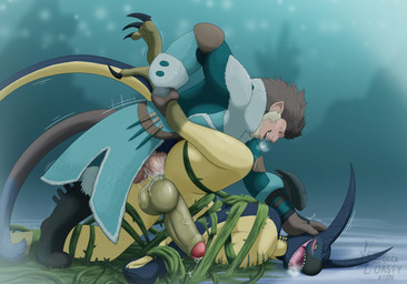 anal anal_penetration anthro anthro_on_anthro anthro_penetrated anthro_penetrating anthro_penetrating_anthro anthrofied balls duo erection foreskin genitals horn humanoid_genitalia humanoid_penis interspecies male male/male male_penetrated male_penetrating male_penetrating_male nude partially_retracted_foreskin penetration penile penile_penetration penis plant sex tail tobi-kadachi_armor vines luccatoasty capcom european_mythology monster_hunter mythology dragon flying_wyvern haplorhine legiana mammal monkey mythological_creature mythological_scalie primate scalie western_dragon wyvern 2020
