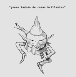 ambiguous_gender bald bottomwear clothed clothing cone_hat gem hat headgear headwear humanoid_pointy_ears lips not_furry pants pointy_ears pointy_hat quotation_marks simple_background smile solo teeth text white_background plastiboo gnome humanoid digital_media_(artwork) hi_res monochrome sketch