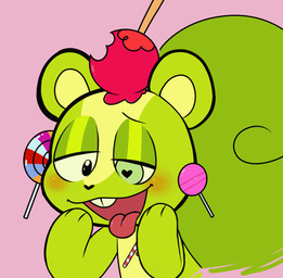 anthro apple big_tail blush buckteeth candy candy_apple candy_cane dessert food fruit green_body green_eyes half-closed_eyes heart_eyes heart_nose heart_symbol lollipop looking_down male narrowed_eyes pink_background plant semi-anthro simple_background solo tail teeth tongue tongue_out luvinluvly33 happy_tree_friends nutty_(htf) mammal rodent sciurid tree_squirrel 2020 2d_animation animated hi_res loop