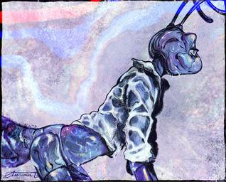antennae_(anatomy) anthro blue_antennae blue_body blue_penis bottomless bottomless_anthro bottomless_male clothed clothing genitals glistening glistening_body male male_anthro partially_clothed_anthro partially_clothed_male penis shirt sitting solo topwear the_dawner a_bug's_life disney pixar flik_(a_bug's_life) ant arthropod hymenopteran insect 2024 digital_media_(artwork) english_description hi_res procreate_(artwork) shaded
