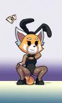 anthro black_clothing breasts bunny_costume camel_toe cleavage_cutout clothing costume crouching cutout female footwear fur high_heels legwear leotard pantyhose shoes small_breasts solo spread_legs spreading strapless_clothing strapless_leotard topwear kcn aggretsuko sanrio retsuko ailurid mammal red_panda hi_res