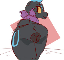 animal_genitalia animal_vulva anus canine_genitalia canine_vulva female feral genitals kerchief looking_back solo vulva walking xurora nintendo pokemon uma_(xurora) eeveelution generation_2_pokemon pokemon_(species) shiny_pokemon umbreon animated