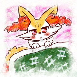 3_fingers ambiguous_anthro ambiguous_gender anthro arm_tuft bird's-eye_view blush blush_lines blush_stickers cheek_tuft dipstick_tail facial_tuft fingers front_view fur futon heart_eyes heart_symbol high-angle_view inner_ear_fluff looking_at_viewer lying markings multicolored_body multicolored_fur on_back open_mouth pointy_ears prick_ears red_body red_fur red_inner_ear_fluff red_nose red_tail_tip shoulder_tuft simple_background solo tail tail_markings textured triangle_mouth tuft two_tone_tail white_body white_fur yellow_body yellow_fur yellow_tail annyui0611 nintendo pokemon braixen canid generation_6_pokemon mammal pokemon_(species) 1:1 2021 colored digital_drawing_(artwork) digital_media_(artwork) flat_colors hi_res japanese_description translated_description
