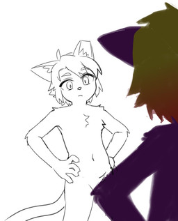 adolescent anthro bangs biped casual_nudity convenient_censorship crotch_lines front_view fur hair hands_on_hips kemono looking_at_self male male_anthro navel nude nude_anthro nude_male orange_hair purple_body purple_fur short_hair solo young young_anthro young_male strayrozerem roze_(strayrozerem) domestic_cat felid feline felis mammal 2025 digital_drawing_(artwork) digital_media_(artwork) line_art restricted_palette shaded shaded_line_art