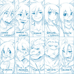 ambiguous_gender anthro collar electronics female headphones looking_at_viewer male open_mouth open_smile smile sollyz mythology haruz moner sollyz_(character) sundyz thurry_(sollyz) tuez_(sollyz) wediz_(sollyz) animal_humanoid aquatic canid canid_humanoid canine canine_humanoid cat_humanoid dog_humanoid dragon felid felid_humanoid feline feline_humanoid fish fox humanoid lion mammal mammal_humanoid mythological_creature mythological_scalie pantherine scalie shark 2019 blue_and_white hi_res monochrome