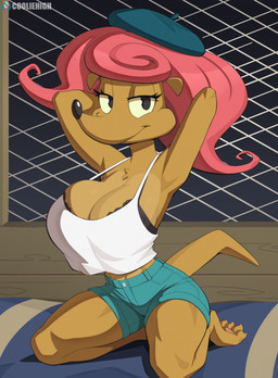anthro biped bottomwear bra breasts clothed clothed_anthro clothed_female clothing female front_view fully_clothed fully_clothed_anthro fully_clothed_female fur hair looking_at_viewer smile solo tail topwear underwear cooliehigh camp_lazlo cartoon_network patsy_smiles herpestid mammal mongoose hi_res