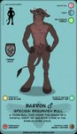 anthro balls card genitals male solo standing tail text thathornycat capitoline_ranch barron_(capitoline_ranch) bovid bovine mammal absurd_res colored english_text hi_res model_sheet sketch url