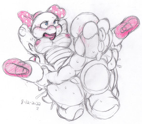 accessory anthro anthro_on_anthro anthro_penetrated anthro_penetrating anthro_penetrating_anthro areola biped blue_eyes blush blush_lines bow_ribbon breasts centered_hair_bow clothing duo eyelashes female female_penetrated footwear grabbing_both_legs hair_accessory hair_bow hair_ribbon hand_on_leg hands_behind_head lips looking_pleasured male male/female male_penetrating male_penetrating_female nipples non-mammal_breasts open_mouth penetration pink_bow pink_clothing pink_footwear pink_lips pink_ribbon ribbons sex shell simple_background spiked_shell spikes spikes_(anatomy) spines spread_legs spreading white_background kitsune_youkai mario_bros nintendo koopaling wendy_o._koopa dragon_koopa koopa scalie yoshi 2022 dated graphite_(artwork) hi_res partially_colored sketch spot_color traditional_media_(artwork)