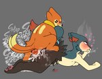 anthro balls balls_deep big_balls big_butt blush bodily_fluids braixen buizel butt butt_squish cindy_(cindyquilava) covering covering_mouth covering_own_mouth covering_self cum cum_in_pussy cum_inside cum_overflow cum_pool cum_splatter cum_string doggystyle drooling ears_back excessive_cum excessive_genital_fluids eye_roll female female_penetrated from_behind_position fucked_silly generation_2_pokemon generation_4_pokemon generation_6_pokemon genital_fluids genitals heart_symbol hi_res holding_partner hybrid kai_(mr.smile) larger_female leaking_cum looking_pleasured male male/female male_penetrating male_penetrating_female mr.smile muffled narrowed_eyes nintendo on_model orgasm orgasm_face penetration pivoted_ears pokemon pokemon_(species) quilava saliva sex shaking size_difference slim squish steam step_position sweat thick_thighs torogao trembling vaginal vaginal_penetration wide_hips