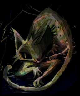 ambiguous_gender black_background black_sclera brown_body brown_eyes brown_fur feral fur horror_(theme) simple_background solo naircat domestic_cat felid feline felis mammal 2015 dark_theme digital_media_(artwork) digital_painting_(artwork) hi_res painting_(artwork)