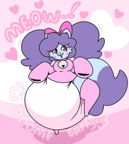 anthro bell bell_collar big_diaper blue_body blue_fur blush blush_stickers clean_diaper clothed clothed_anthro clothed_female clothing collar diaper diaper_puff female female_anthro freckles fur hair hoodie legwear meowing pink_background pink_bow pink_clothing pink_eyes pink_hoodie pink_legwear pink_text pink_thigh_highs pink_topwear purple_hair simple_background solo text text_with_heart thick_thighs thigh_highs topwear wearing_diaper white_diaper dummydoodles rosy_(dummydoodles) domestic_cat felid feline felis mammal 2026 digital_media_(artwork) hi_res