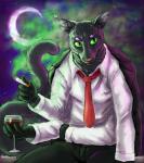 anthro beverage bottomwear cigarette clothing heterochromia male multi_arm multi_eye multi_limb necktie pants shirt sitting solo topwear betweenblues night_mind nick_nocturne felid mammal hi_res