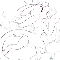 3_fingers against_natural_surface against_surface against_tree anthro anus aroused aroused_face biped blush blush_lines breasts butt claws clitoris digitigrade eyelashes featureless_breasts female female_anthro finger_claws fingers genitals grass hooves looking_at_viewer looking_back looking_back_at_viewer narrowed_eyes nature nude nude_anthro nude_female open_mouth outside plant rear_view semi-anthro simple_background small_breasts snout solo spread_legs spreading tail tongue tree vulva white_background darkmirage microsoft ori_(series) xbox_game_studios ori_(ori) guardian_spirit 1:1 2021 black_and_white digital_drawing_(artwork) digital_media_(artwork) hi_res monochrome sketch