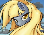 cloud female looking_at_viewer solo yellow_eyes gsphere friendship_is_magic hasbro my_little_pony derpy_hooves_(mlp) equid mammal 2012 bust_portrait portrait