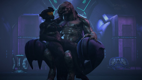 arm_around_partner armor big_breasts bodysuit breasts claws clothed clothed_female clothed_human clothing digitigrade duo eye_contact faceless_character faceless_female faceless_human female finger_claws hand_between_breasts hand_on_back hand_on_neck headgear helmet larger_male looking_at_another male male/female male_on_human mandibles nude_male on_lap romantic sitting_on_lap size_difference skinsuit smaller_female smaller_human tight_clothing xenophilia pompilus-sfm halo_(series) microsoft xbox_game_studios alien human mammal sangheili 16:9 2022 3d_(artwork) 4k absurd_res colored digital_media_(artwork) hi_res source_filmmaker_(artwork) widescreen