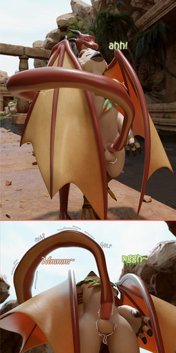 anthro big_breasts breasts duo ejaculation female genitals male male/female navel penis tail tail_mouth unusual_anatomy unusual_tail wings hiddenmask18 mythology nintendo the_legend_of_zelda tila_(hiddenmask18) tulin_(tloz) avian dragon mythological_creature mythological_scalie rito scalie 3d_(artwork) blender_(artwork) comic digital_media_(artwork) hi_res