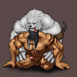 anthro bodily_fluids cum duo fangs fur genital_fluids genitals leaking_cum male male/male muscular muscular_humanoid muscular_male nipples penis size_difference teeth vein veiny_muscles veiny_penis white_body white_fur abruptus blizzard_entertainment warcraft rexxar bear grizzlemaw humanoid mammal orc polar_bear ursine 1:1 hi_res