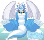 barefoot collar collar_only feathered_wings feathers feet heart_symbol male nude one_eye_closed slightly_chubby solo tail tongue wings wink kitora mythology hakuryumei dragon feathered_dragon feathered_scalie mythological_creature mythological_scalie scalie