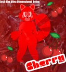 anthro big_tail cherry dessert female food fruit gelatin nipples nude plant red_body red_eyes red_nipples solo tail text translucent josh_the_ultra_dimensional_being jell-o ailurid food_creature humanoid mammal red_panda absurd_res english_text hi_res