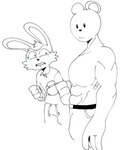 abs anthro beady_eyes big_hands bodily_fluids clothed clothing crying duo female fist jealous male muscular muscular_male tears topless topless_male anonymous_artist five_nights_at_freddy's five_nights_at_freddy's_2 girl_staring_at_man's_chest scottgames beanie_(roommates) bonnie_(fnaf) frederick_(roommates) toy_freddy_(fnaf) bear lagomorph leporid mammal rabbit 2023 digital_media_(artwork) hi_res meme