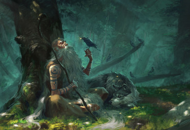 4_toes ambiguous_gender anisodactyl avian_feet beard druid elderly facial_hair feet forest group hair log long_hair lying magic_user male peaceful plant sitting staff tattoo toes tree tribal_spellcaster white_hair wood castaguer93 avian bird canid canine canis corvid corvus_(genus) crow human mammal oscine passerine wolf hi_res