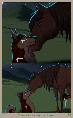 animal_genitalia animal_penis bodily_fluids cum cum_on_body cum_on_face cum_string duo equine_genitalia equine_penis erection eyes_closed feral feral_on_feral french_kissing fur genital_fluids genitals kissing licking licking_another licking_partner male male/male night outside penis raining romantic romantic_ambiance saliva sitting size_difference tongue tongue_out urethra wet wet_body wet_fur holidaypup bandit_(holidaypup) canid canine canis dingo domestic_dog equid equine horse mammal comic digital_media_(artwork) hi_res