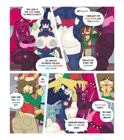 anal anthro areola balls big_breasts big_butt biped breasts brown_hair bulge butt christmas_clothing christmas_headwear clothed clothing collar dialogue fellatio female female_penetrated female_rimming_male genitals group group_sex hair hat headgear headwear holidays kiss_mark looking_back looking_pleasured male male/female male_penetrating mistletoe nipples oral penetration penile penis plant purple_body rimming santa_hat sex speech_bubble spiked_collar spikes text thick_thighs threesome trio white_body ponehanon christmas lagomorph leporid mammal rabbit hi_res