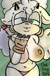 air_kiss anthro belly big_breasts breasts clothing female fur gloves handwear horn navel panties simple_background solo underwear wool_(fur) thisguyxyq idw_publishing sega sonic_the_hedgehog_(comics) sonic_the_hedgehog_(idw) sonic_the_hedgehog_(series) lanolin_the_sheep_(sonic) bovid caprine humanoid mammal sheep 2:3 absurd_res hi_res watermark