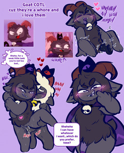 anthro balls bleating blush blush_lines bodily_fluids cum cum_in_vagina cum_inside dildo dildo_insertion duo female female_penetrated fur genital_fluids genitals gesture hand_gesture horn inviting looking_pleasured male male/female male_penetrating male_penetrating_female masturbation middle_finger moan penetration penis praise sex sex_toy sex_toy_insertion text tongue tongue_out vaginal vaginal_penetration vulva wool_(fur) conditional_dnp tuvandalist cult_of_the_lamb massive_monster_(studio) goat_(cult_of_the_lamb) lamb_(cult_of_the_lamb) bovid caprine goat mammal sheep english_text hi_res nonbinary_(lore)