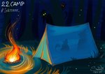 anthro camp campfire camping creepy duo female glowing inktober2024 sunny_way inktober alirfesta_felastis sunny_way_(character) arthropod beetle elateroid equid equine firefly horse insect ki'rinaes mammal monster digital_media_(artwork) hi_res sketch