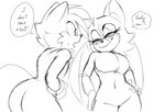 age_difference aged_up anthro breasts duo featureless_breasts featureless_crotch female male male/female nude older_female wings younger_male krazyelf sega sonic_the_hedgehog_(series) miles_prower rouge_the_bat bat canid canine fox mammal hi_res sketch