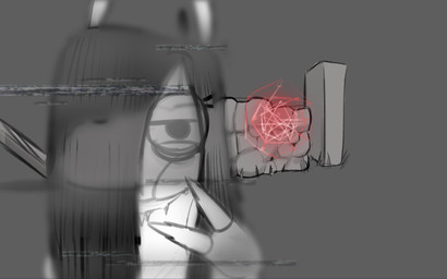 anthro disappearing female gesture hair half-closed_eyes hand_gesture locker long_hair narrowed_eyes pallet rock_wall smug_face solo translucent v_sign hitsuji dead_by_daylight sadako_yamamura shio_(hitsuji) alpaca camelid mammal