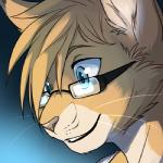 ambiguous_gender anthro blue_eyes eyewear glasses solo dagger_leonelli kitt-n-valentine felid feline lynx mammal 1:1 bust_portrait low_res portrait