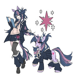 bottomwear clipboard clothing duo ear_piercing ear_ring female feral hair horn leg_warmers legwear long_hair necktie pencil_(object) piercing ring_piercing simple_background skirt sweater topwear aluslikefafa friendship_is_magic hasbro my_little_pony mythology twilight_sparkle_(mlp) equid equine humanoid mammal mythological_creature mythological_equine unicorn hi_res