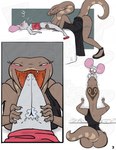 anthro bed black_clothing black_dress blue_eyes blush bodily_fluids bottomless breasts butt clothed clothing cunnilingus dress duo female female/female forked_tongue furniture genital_fluids larger_female larger_pred licking licking_lips long_neck lying lying_on_bed on_back on_bed oral oral_vore raised_tail red_clothing red_dress red_eyes sex size_difference smaller_female tail tongue tongue_out vaginal vaginal_fluids vore ketsup cobra mammal mouse murid murine reptile rodent scalie snake distracting_watermark hi_res watermark