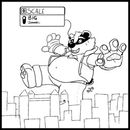 4_fingers anthro belly biped bodily_fluids building fingers humanoid_hands macro male overweight overweight_male solo sweat text walking kaeros bradley_the_badger bradley_(bradley_the_badger) badger mammal mustelid musteline 1:1 2025 english_text hi_res