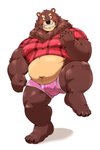 anthro belly blush brown_body brown_fur bulge clothing fur humanoid_hands kemono male overweight overweight_anthro overweight_male shirt simple_background solo topwear underwear white_background jumperbear the_human_heart_(game) cade_maplebottom bear mammal 2021 absurd_res hi_res