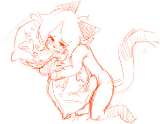 blush bodily_fluids body_pillow crying curled_tail dakimakura dakimakura_pillow ears_back ears_down hair humping male multicolored_body pawpads pillow pivoted_ears sad short_hair solo tail tears two_tone_body white_body unknown_artist bittersweet_candy_bowl augustus_(bcb) daisy_(bcb) felid feline felis mammal dakimakura_design