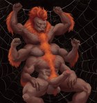 anthro balls body_hair chest_hair foreskin genitals hair humanoid_genitalia humanoid_penis male mandibles mane mohawk multi_eye multi_limb muscular penis solo scalesnveins terek arachnid arthropod mygalomorph spider tarantula absurd_res hi_res