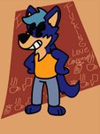 anthro beverage blue_body blue_fur canine_ears clothed clothing coffee_cup container cup dancing energy_drink fur happy male muscle_shirt paws pie_cut_eyes smile solo text waving_tail eladonays adonay_lightblue canid canine canis mammal wolf 2021 2d_animation 3:4 animated digital_drawing_(artwork) digital_media_(artwork) english_text frame_by_frame loop low_res short_playtime