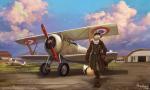 2017 5:3 aircraft amazing_background ambient_bird ambient_flier ambient_silhouette anthro avian bird black_nose canid canine clothed clothing day detailed detailed_background digital_media_(artwork) dipstick_tail fox group male mammal markings multicolored_tail nieuport_17 outside silhouette sky smile solo_focus standing tail tail_markings thanshuhai vehicle