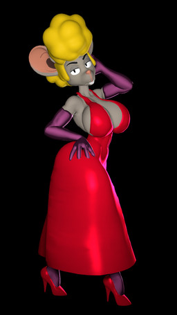 anthro armwear big_breasts big_ears black_background blonde_hair breasts clothed clothing cosplay crossdressing dress elbow_gloves footwear fur gloves grey_body grey_fur hair handwear high_heels male red_clothing red_dress round_breasts shoes simple_background solo existimatio redtiger466 kabalmystic_(modeler) disney who_framed_roger_rabbit jessica_rabbit mammal murid murine rat rodent 3d_(artwork) 9:16 digital_media_(artwork) hi_res
