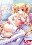 accessory bed bedroom big_breasts big_eyes biped blonde_eyebrows blonde_hair blue_eyes blush bovid_horn bovine_horn bow_(feature) bow_accessory bow_bra bow_ribbon bra breasts brown_ears brown_tail butt cleavage clothed clothing cow_horn detailed_background ear_piercing ear_ring eyebrows female frilly frilly_pillow furgonomics furniture hair horn humanoid_pointy_ears inside jewelry legwear light_body light_skin lingerie long_hair lying lying_on_bed multicolored_bra multicolored_clothing multicolored_underwear on_bed on_side one_eye_closed panties piercing pigtails pillow plantigrade pointy_ears pose purple_eyes red_bow red_bra red_clothing red_underwear ribbons ring_piercing smile solo stockings tail tail_accessory tail_bow tail_ribbon tail_tuft tan_body tan_bra tan_breasts tan_butt tan_clothing tan_horn tan_nose tan_panties tan_skin tan_underwear thigh_highs tuft underwear wallpaper_(decoration) white_bra white_clothing white_legwear white_thigh_highs white_underwear wink evemoina animal_humanoid bovid bovid_humanoid bovine bovine_humanoid cattle_humanoid horned_humanoid humanoid mammal mammal_humanoid hi_res pinup