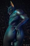 3d_(artwork) absurd_res anal anal_fingering anal_masturbation anthro anubian_jackal anubis backsack balls biceps black_body black_skin bodily_fluids butt canid canine canis deity digital_media_(artwork) egyptian_mythology erection fingering fingering_self fingernails genital_fluids genitals hi_res humanoid_genitalia humanoid_penis jackal killystein legs_together looking_at_viewer looking_back low-angle_view male mammal masturbation middle_eastern_mythology muscular muscular_anthro muscular_male mythology nails nipples nude penis penis_tuck precum presenting presenting_hindquarters r-a-s-p_(artist) rear_view solo tailless tongue tongue_out
