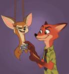 aloha_shirt anthro arms_above_head bodily_fluids bound clothed clothing fur hands_tied male necktie nude pattern_clothing pattern_shirt pattern_topwear rope shirt tears tickle_torture tickling topwear lissatoons disney zootopia finnick_(zootopia) nick_wilde canid canine fennec_fox fox mammal red_fox true_fox 2017