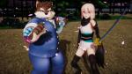 anthro belly duo female holding_melee_weapon holding_object holding_sword holding_weapon katana looking_at_viewer male melee_weapon overweight overweight_male scar slightly_chubby smile standing sword weapon malicekira fate_(series) lifewonders tokyo_afterschool_summoners type-moon moritaka_(tas) sakura_saber canid canine canis domestic_dog human mammal sakura_(disambiguation) 16:9 3d_(artwork) crossover digital_media_(artwork) widescreen