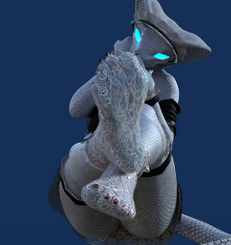 5_toes anthro clothed clothing colored_nails eyebrow_piercing facial_piercing feet female foot_fetish foot_focus footwear glowing glowing_eyes legwear machine maid_uniform nails nose_piercing piercing snake_hood socks solo thigh_highs toes tongue tongue_out translucent translucent_clothing uniform bbdworks syndra_(bbd-works) android reptile robot scalie snake 3d_(artwork) alpha_channel digital_media_(artwork) hi_res