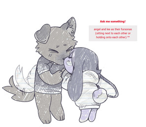 ambiguous_gender anthro chibi clothing duo feet floppy_ears fur hair hindpaw hoodie kiss_on_lips kissing paws shirt t-shirt tail tail_motion tailwag topwear burbunaranjo clinical_trial angel_martinez lee_smith canid canine canis domestic_dog lagomorph leporid mammal rabbit nonbinary_(lore)