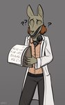 ambiguous_gender anthro camera clipboard clothing eyeless hair holding_clipboard holding_object question_mark simple_background solo teeth text webcam keadanger scp_foundation scp-1991 canid canine mammal monster braille_text hi_res translated